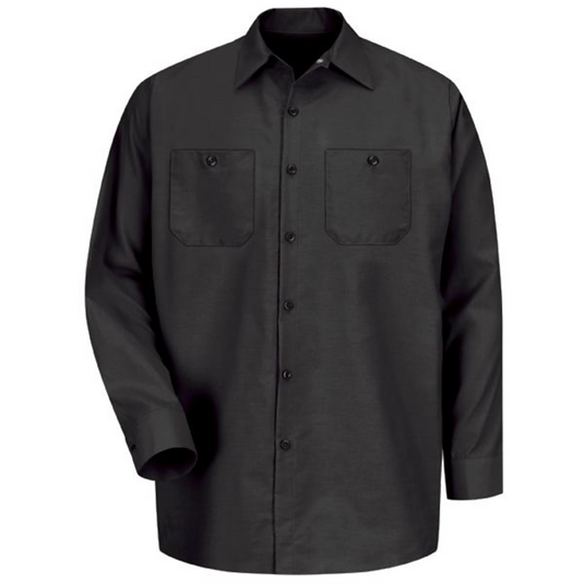 Workwear Outfitters Men's Long Sleeve Indust. Work Shirt Black; XXL