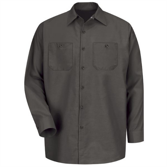 Workwear Outfitters Men's Long Sleeve Indust. Work Shirt Charcoal; 4XL