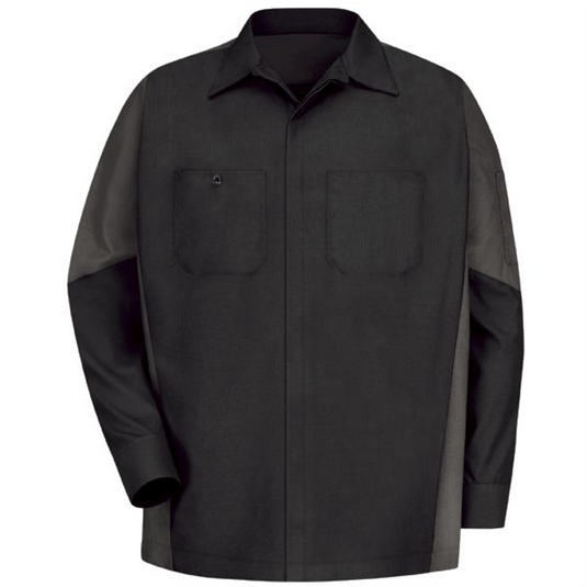 Workwear Outfitters Men's Long Sleeve Two-Tone Crew Shirt Black/Charcoal; 3XL Long