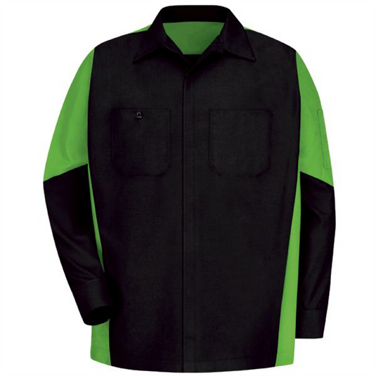 Workwear Outfitters Men's Long Sleeve Two-Tone Crew Shirt Black/ Lime; 5XL