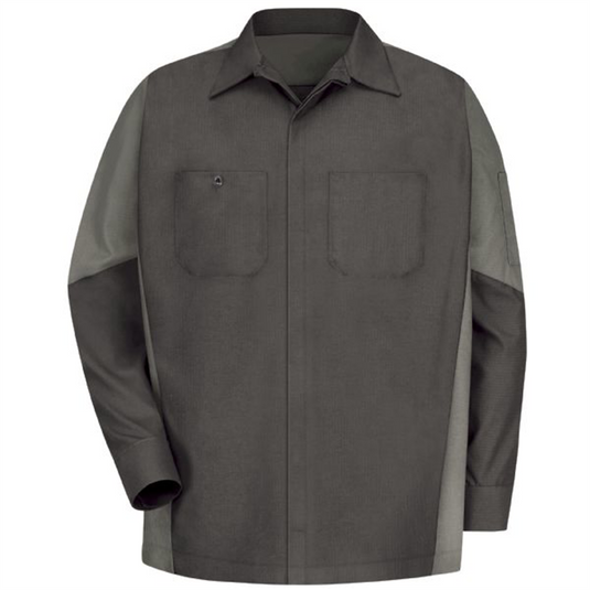 Workwear Outfitters Men's Long Sleeve Two-Tone Crew Shirt Charcoal/Grey; Medium