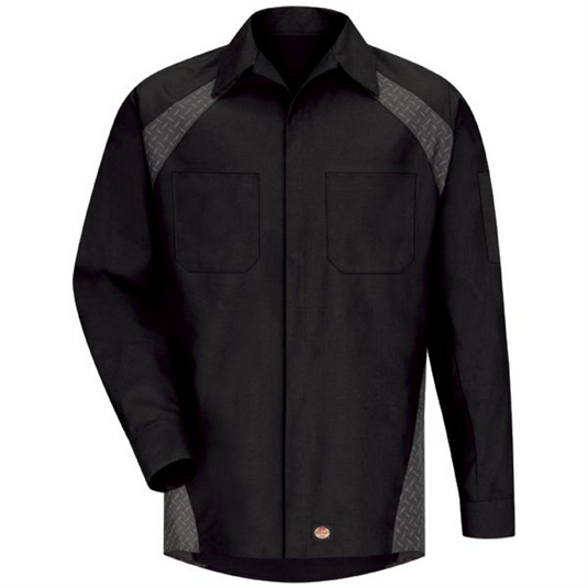 Workwear Outfitters Men's Long Sleeve Diamond Plate Shirt Black