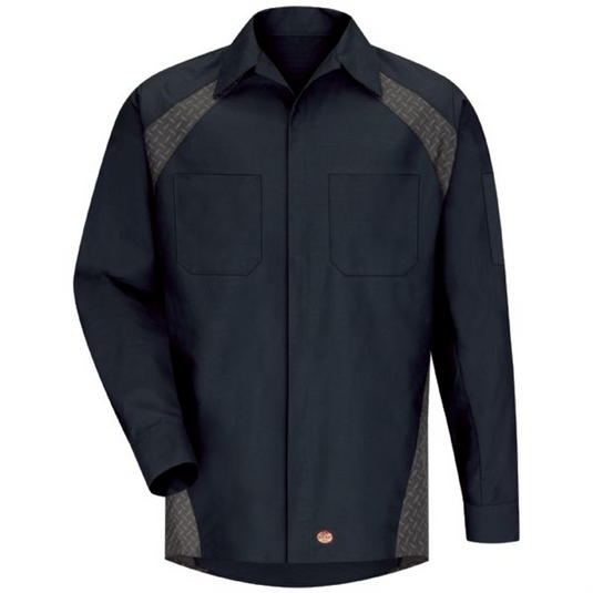 Workwear Outfitters Men's Long Sleeve Diamond Plate Shirt Navy