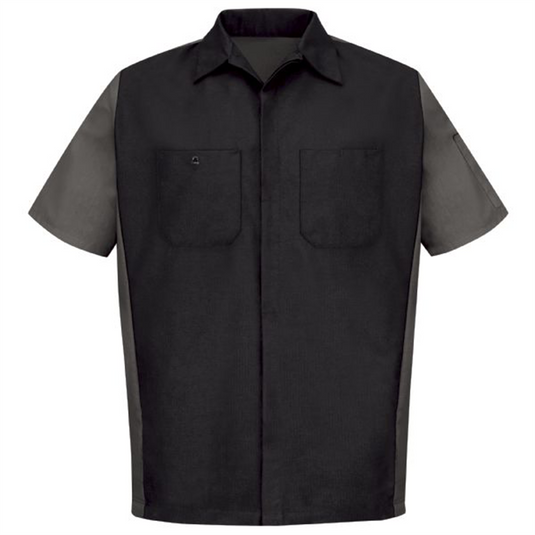 Workwear Outfitters Men's Short Sleeve Two-Tone Crew Shirt Black/Charcoal; Small