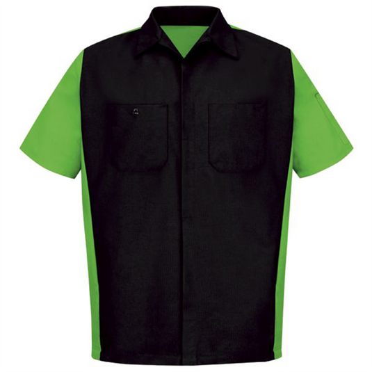 Workwear Outfitters Men's Short Sleeve Two-Tone Crew Shirt Black/Lime; Large