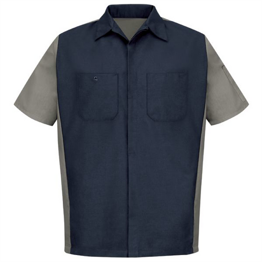 Workwear Outfitters Men's Short Sleeve Two-Tone Crew Shirt Charcoal/Grey; 3XL