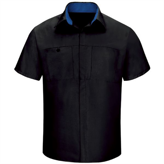 Workwear Outfitters Men's Long Sleeve Perform Plus Shop Shirt w/ Oilblok Tech Black/ Roayl Blue; 3XL