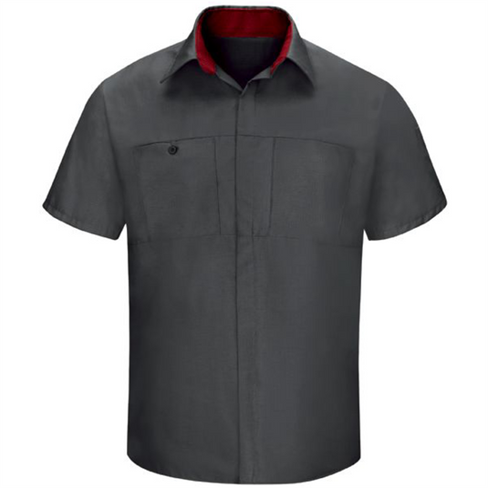 Workwear Outfitters Men's Long Sleeve Perform Plus Shop Shirt w/ Oilblok Tech Charcoal/Red; Medium Long