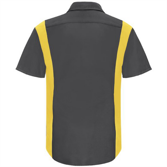 Workwear Outfitters Men's Short Sleeve Perform Plus Shop Shirt w/ Oilblok Tech Charcoal/Yellow; 3XL