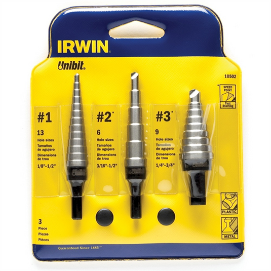 Vise Grip 502 3PC HSS UNIBIT SET IN KIT BAG
