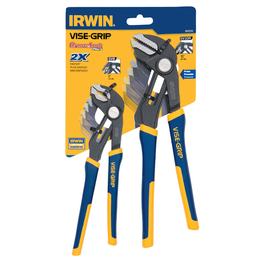 Vise Grip GrooveLock 8"" V-Jaw and 10"" Straight Jaw