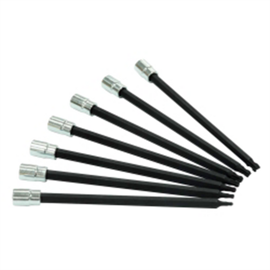 VIM Tools Ball TORX Extra Long Set; 7 Piece T10 Thru T40 TORX; 6 Inch Long; 1/4 Inch Square Drive