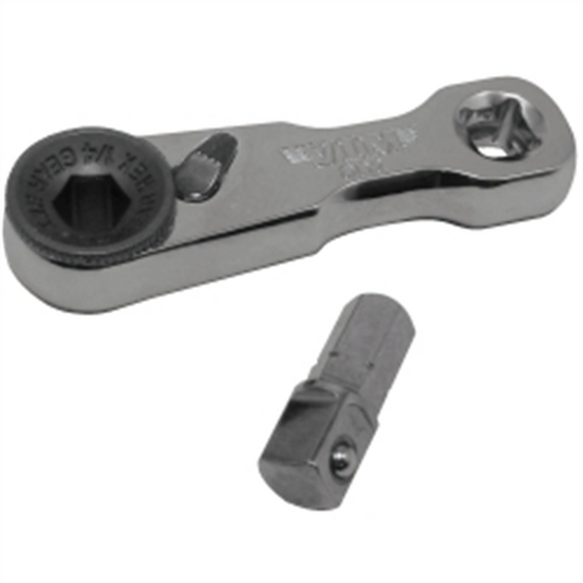 VIM Tools 1/4 Inch Mini Ratchet Double Square Drive; Offset Female Square Drive In Handle