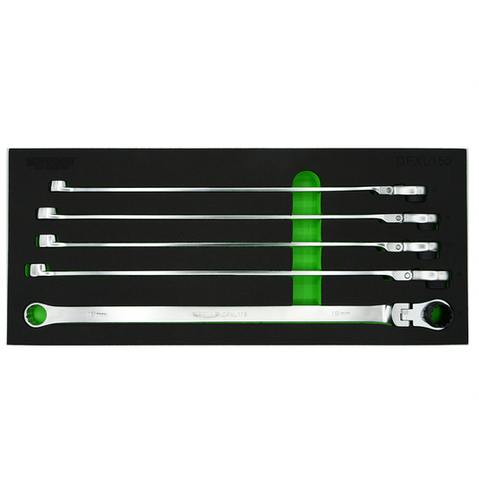 VIM Tools 5 Piece Deep Spline Ratcheting Flex Head Wrench Set (15-19 mm)