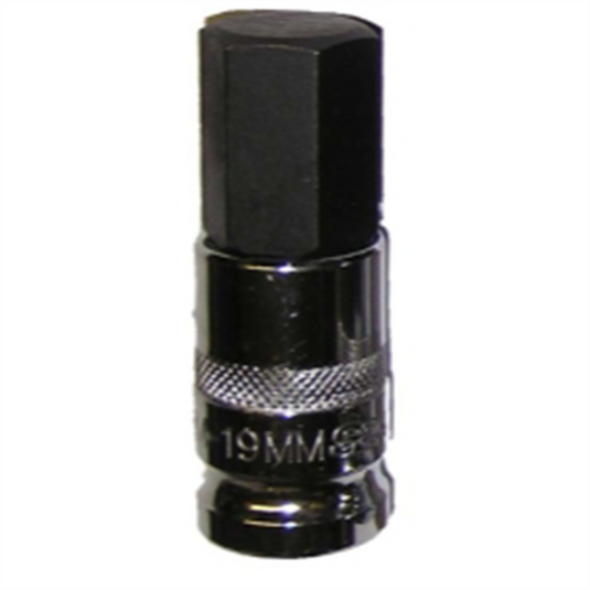 VIM Tools 19 mm Hex Bit; Chrome 1/2 Inch Square Drive Bit Holder