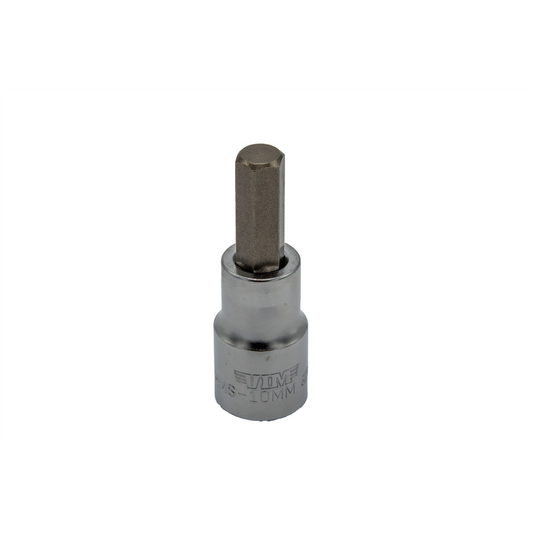 VIM Tools 10 mm Hex Bit; Satin Chrome 1/2 Inch Square Drive Bit Holder