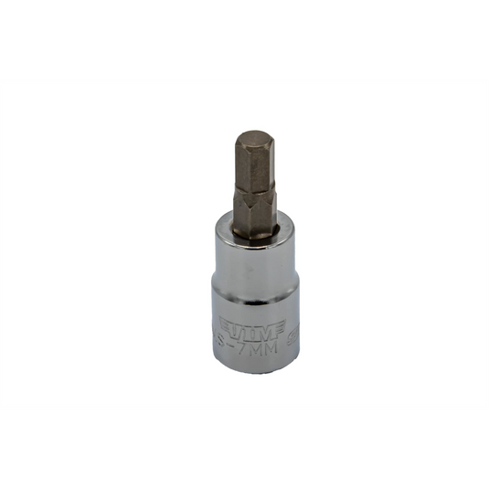 VIM Tools 7 mm Hex Bit; Satin Chrome 3/8 Inch Square Drive Bit Holder