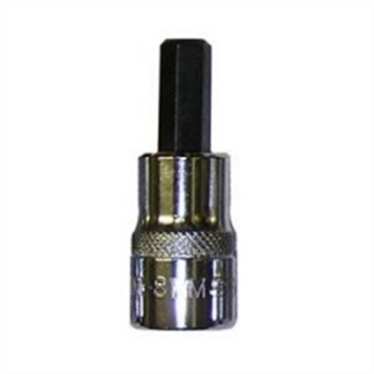 VIM Tools 8 mm Hex Bit; Satin Chrome 3/8 Inch Square Drive Bit Holder