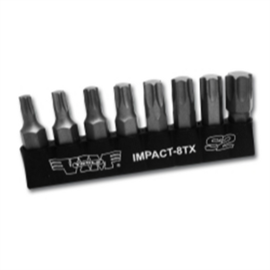 VIM Tools TORX; Impact Quality S2 Bit Set; 8 Piece Bits 5/16 Inch Hex Bodies; 1.25L; T25 Thru T55 TORX