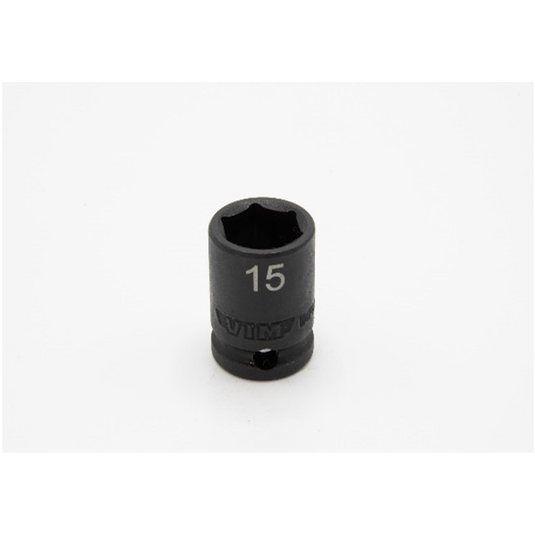 VIM Tools 15 mm X 3/8 Inch Drive CR-MO Impact Socket - Shallow