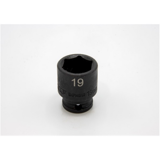VIM Tools 19 mm X 3/8 Inch Drive CR-MO Impact Socket - Shallow
