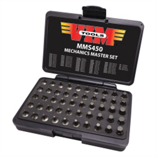 VIM Tools Elite 50 Piece Mechanics Master Set; All 1/4 Inch Drive And 20 mm OAL; TORX; TORX Plus; XZN Hex Flat Philips