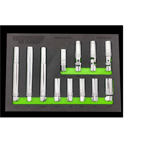VIM Tools 12 Piece 3/8 Inch Drive Magnetic Spark Plug Master Set
