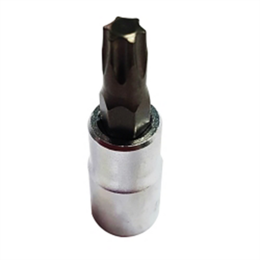 VIM Tools T10 TORX; Gun Metal Gray Bit; Satin Chrome 1/4 Inch Square Drive Bit Holder