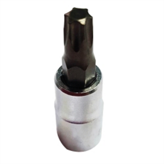 VIM Tools T15 TORX; Gun Metal Gray Bit; Satin Chrome 1/4 Inch Square Drive Bit Holder