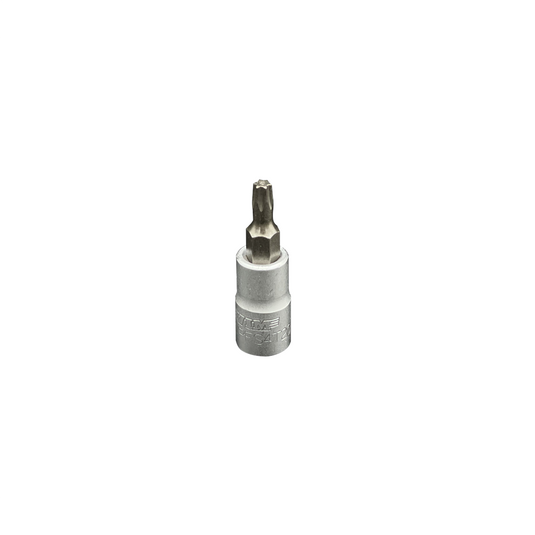 VIM Tools T20 TORX; Gun Metal Gray Bit; Satin Chrome 1/4 Inch Square Drive Bit Holder