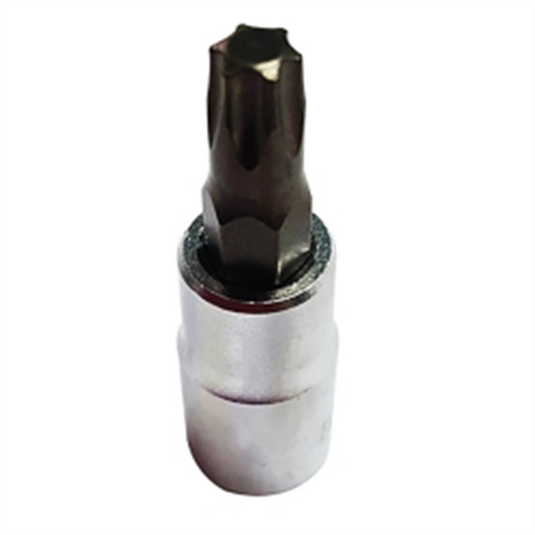 VIM Tools T25 TORX; Gun Metal Gray Bit; Satin Chrome 1/4 Inch Square Drive Bit Holder