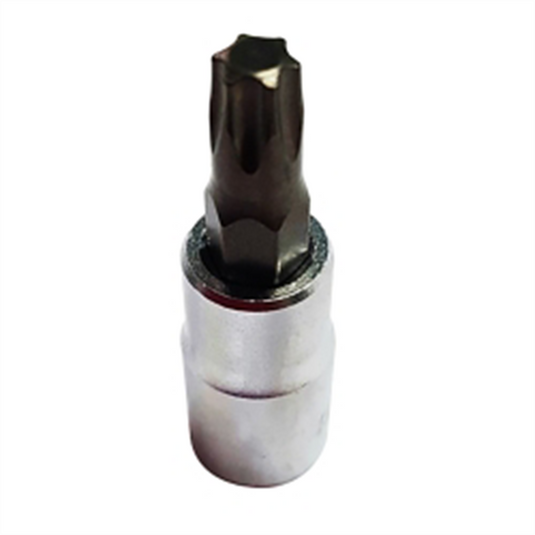 VIM Tools T6 TORX; Gun Metal Gray Bit; Satin Chrome 1/4 Inch Square Drive Bit Holder