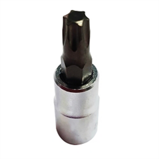 VIM Tools T8 TORX; Gun Metal Gray Bit; Satin Chrome 1/4 Inch Square Drive Bit Holder