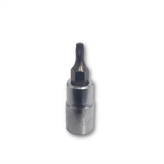 VIM Tools TR10 Tamper Proof TORX Gun Metal Gray Bit; Satin Chrome 1/4 Inch Square Drive Bit Holder