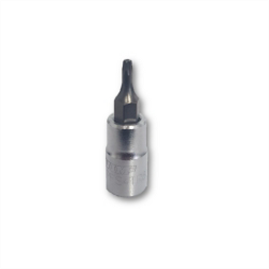VIM Tools TR8 Tamper Proof TORX Gun Metal Gray Bit; Satin Chrome 1/4 Inch Square Drive Bit Holder