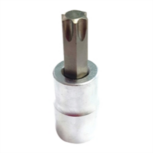 VIM Tools T45 TORX; Gun Metal Gray Bit; Satin Chrome 3/8 Inch Square Drive Bit Holder