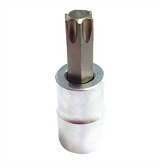 VIM Tools T47 TORX; Gun Metal Gray Bit; Satin Chrome 3/8 Inch Square Drive Bit Holder
