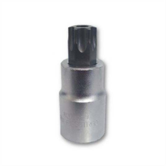 VIM Tools TR60 Tamper Proof TORX Gun Metal Gray Bit; Satin Chrome 1/2 Inch Square Drive Bit Holder