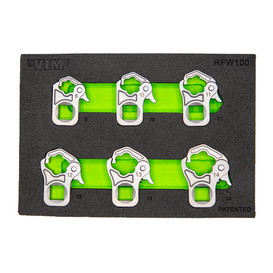 VIM Tools 6 Piece 3/8 Inch Drive Ratcheting Flare Nut Wrench Set (8;10;11;12;13;14 mm)