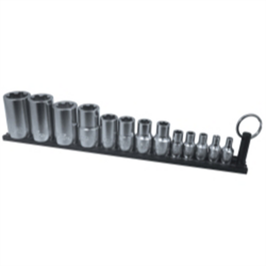 VIM Tools Elite 13 Piece TORX Plus Socket Set; Ep4 Thru Ep24; Package On A Black Magrail