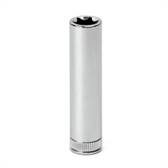 VIM Tools E10 Deep TORX Socket; 1/4 Inch Square Drive; 2 Inch Long with Knurl; Satin Chrome; VIM Brand