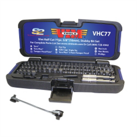 VIM Tools VIM Half Cut Master Bit Set; 77 Piece 5/8 Inch Long Bits; All TORX; Hex - XZN Phillips And Flat