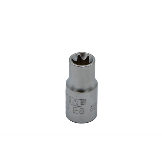 VIM Tools E8 TORX Socket; 1/4 Inch Square Drive; Satin Chrome