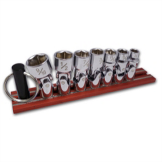 VIM Tools VIM Universal SAE Socket Set; 7 Piece 1/4 Inch Thru 9/16; On Red Magrail