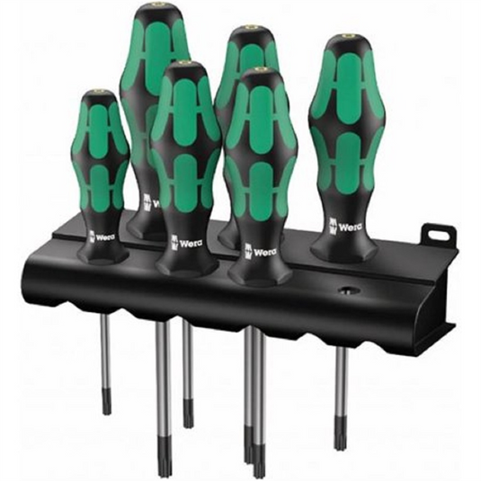 Wera Tools 6PC 334 Screwdriver TX Lazer Tip Insulated Display