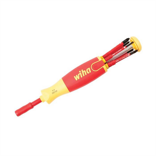 Wiha Tools Insul. Pop Ups SlimLine Driver Set Includes Slotted 3.0; 4.0mm; Phillips #1; #2 and Square #1; #2 SlimLine Blades