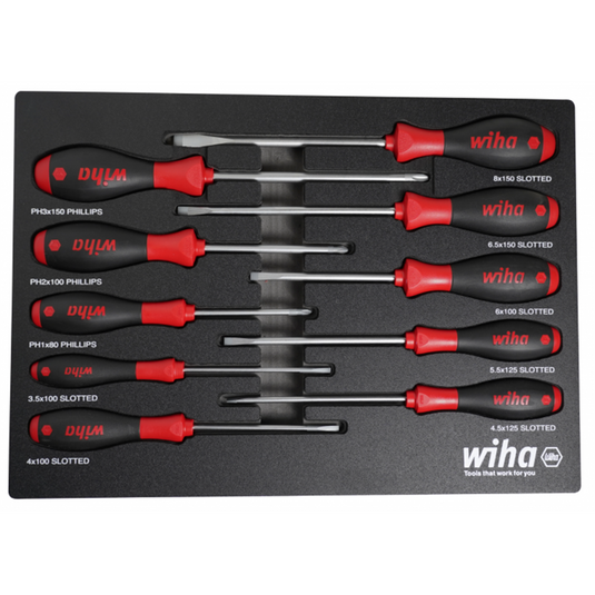 Wiha Tools Set Includes: Slotted Tips - 3.5mm; 4.0mm; 4.5mm; 5.5mm; 6.0mm; 6.5mm; 8.0mm | Phillips Tips - #1; #2; #3