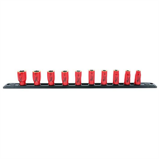 Wiha Tools 1/4"" Square Drive Socket Set on rail Includes Insul. Sockets 5; 6; 7; 8; 9; 10; 11;12; 13; 14mm
