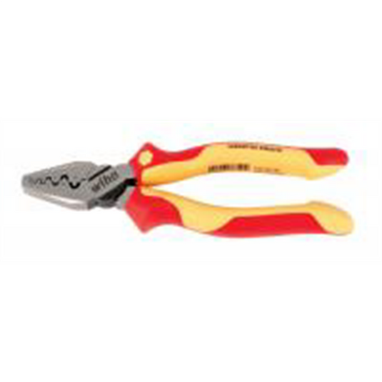 Wiha Tools Insul. Industrial Crimping Pliers 7"" OAL. Industrial brushed finish. Two component ergo cushion grips.