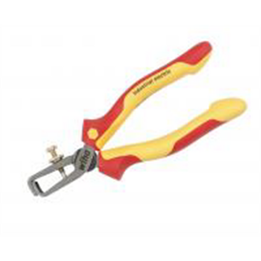Wiha Tools Insul. Industrial Stripping Pliers 6.3"" OAL. Industrial brushed finish. Two component ergo cushion grips. Strips up to AWG